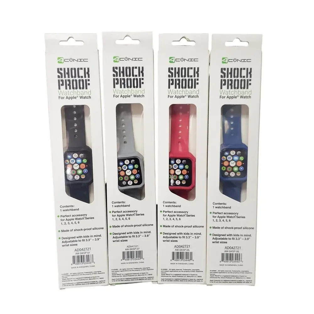 Aconic Shock Proof Watchband for Apple Watch Fit for Kids Small 38 / 40 MM 4 Pk